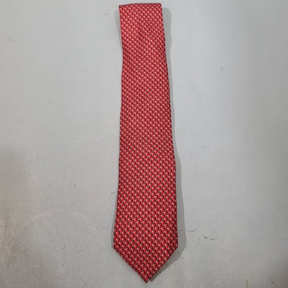 HERMÈS Paris 100% Silk Necktie Red Geometric Pattern - Picture 5 of 6
